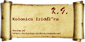 Kolonics Izidóra névjegykártya